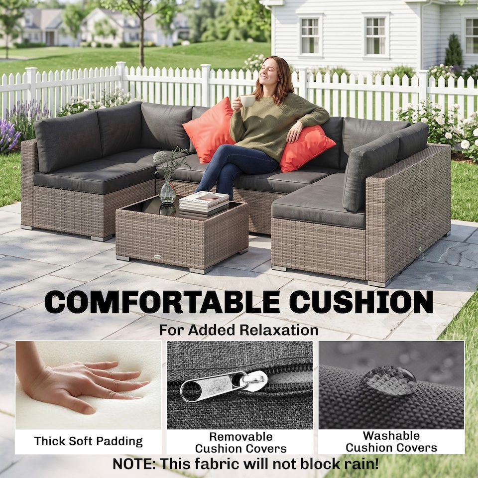 image 1 of Outsunny 4 PCS Patio PE Rattan Wicker Sofa Conservatory Outdoor Furniture Set
