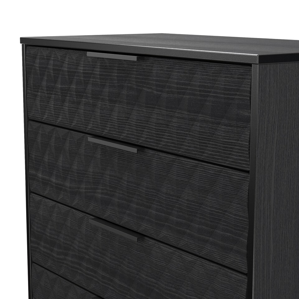 image 1 of Islay 4 Drawer Chest of Drawers in Black Ash (Ready Assembled) | Black | Black Ash