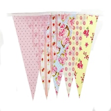 Yellow and Peach Shabby Chic Vintage Print Party Bunting 10m with 20 Pennants