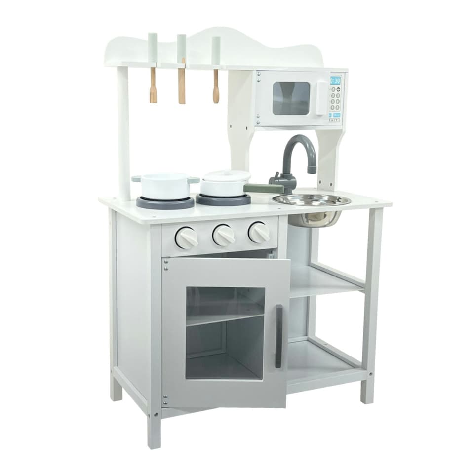 image 1 of Oypla Childrens Kids Roleplay Wooden Play Kitchen Cooking Playset with Utensils