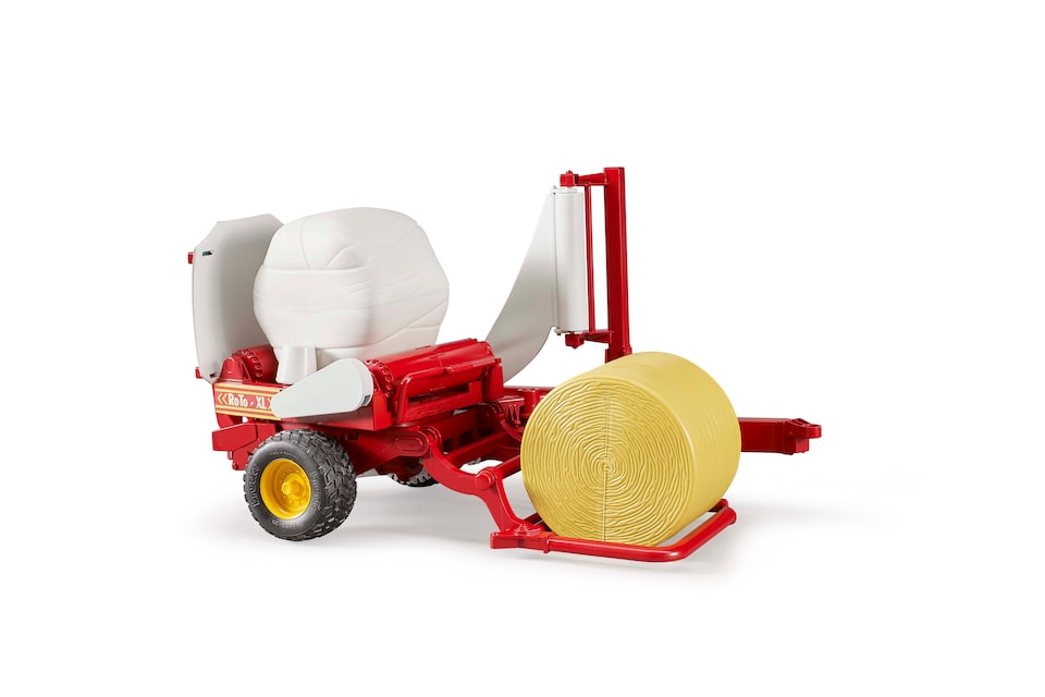 image 1 of Bruder Bale wrapper with ochre and white round bales Detailed Vehicle & Playset Model