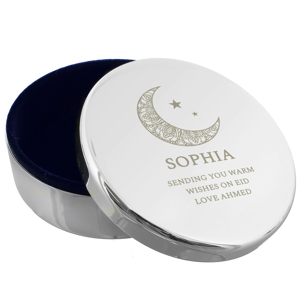 image 1 of Personalised Eid and Ramadan Round Trinket Box