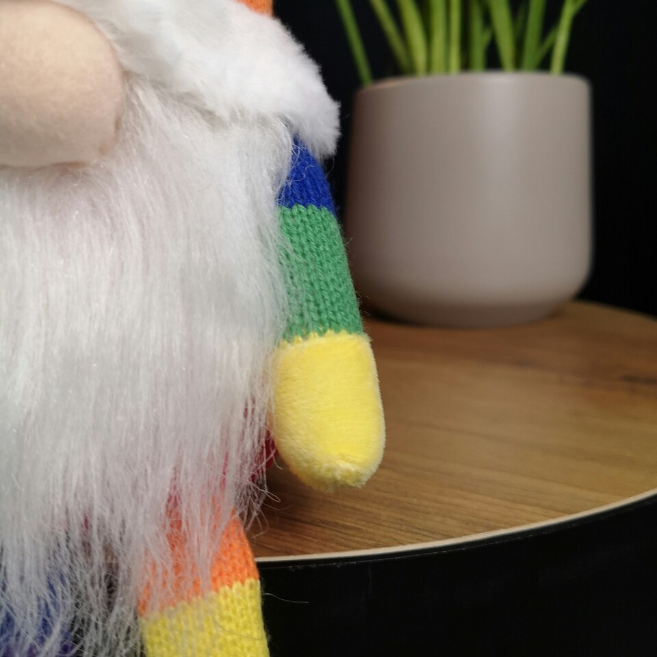 image 1 of 47cm Rainbow Plush Seated Christmas Gonk with Dangly Legs Decoration