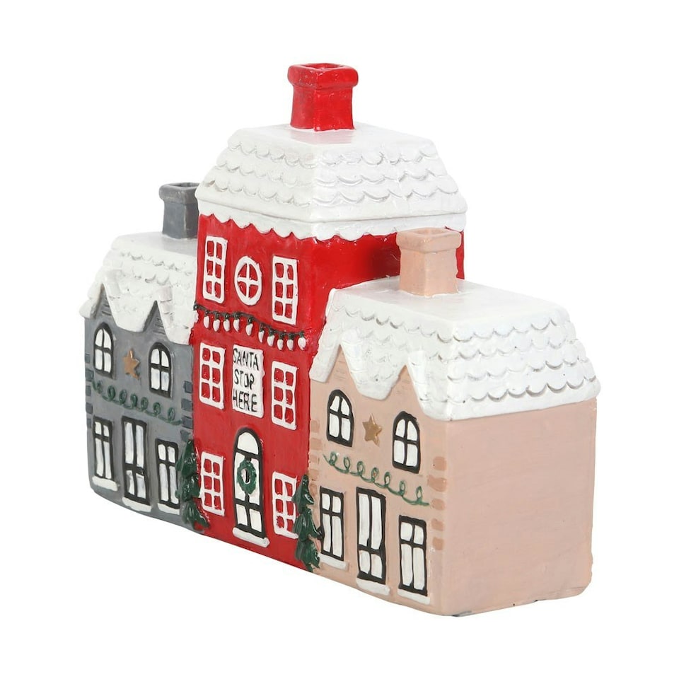 image 1 of Something Different Village Christmas Incense Cone Holder - Pink/Red/Grey - One Size