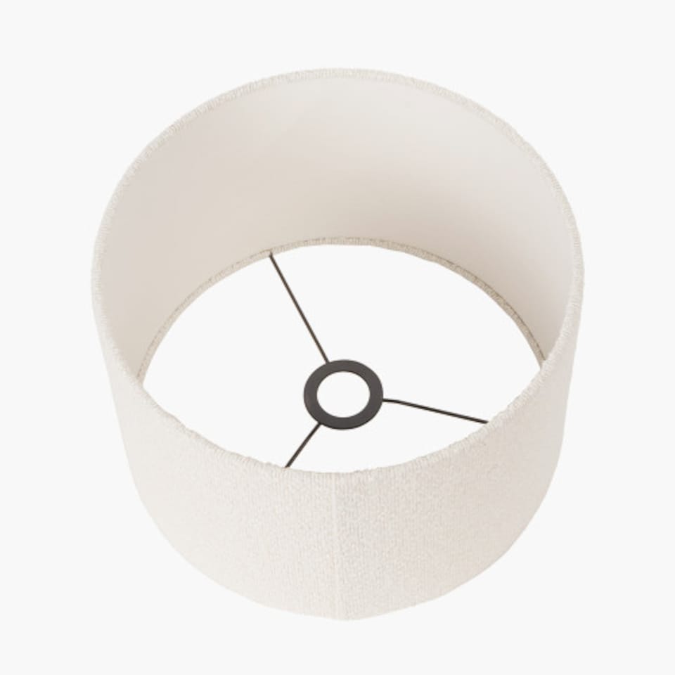 image 1 of White Boucle Cylinder Lampshade | White | White | 1
