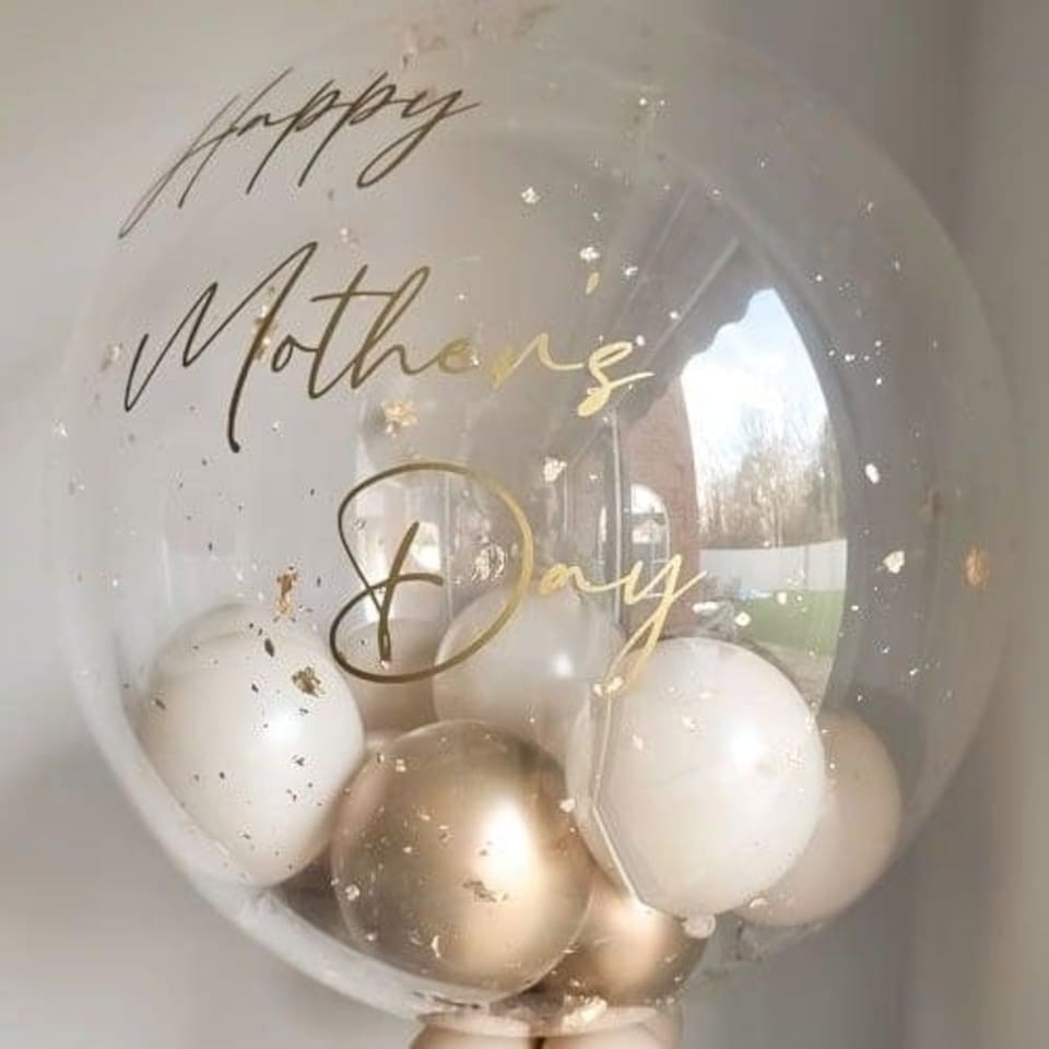 image 1 of 'Gold Dust' Stuffed Mother's Day Bubble Balloon