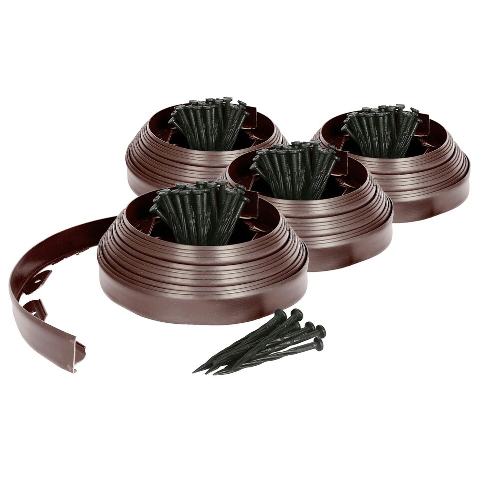 image 1 of Harbour Housewares Flexible Plastic Lawn & Path Edging - 40m x 4cm - Brown