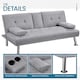image 6 of Yaheetech Fabric Upholstered Convertible Futon Sofa Bed for Small Spaces