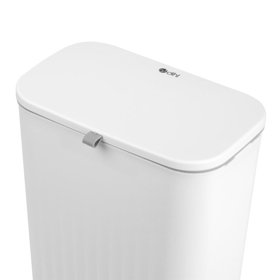 image 1 of Dihl 9 Litre Hanging Trash Bin with Lid, Wall Mounted Garbage Can Kitchen Compost Bin, Plastic Rubbish Bin Wastebasket for Cupboard, Cabinet Door, Bathroom, Bedroom, Offices - White | White
