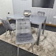 image 6 of Dining Table and 4 Grey Velvet  Chairs Grey  Glass Table 4 Velvet Chairs  Dining Room Furniture | Grey | 5