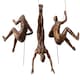 image 8 of Large x3 Bronze Colour Climbing Men With Nail Caps Wall Hanging Ornaments Art Installation Sculptures of Climber Figures on Realistic Metal Wires
