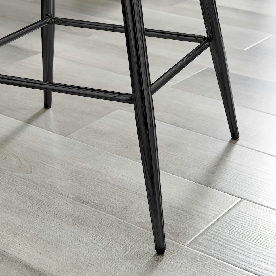 image 1 of Furniturebox Corona 2x Black Faux Leather Black Legs Bar Chair