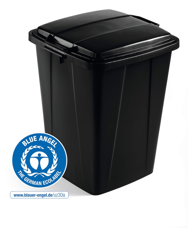 image 1 of Durable 90L Waste Bin Black | Strong Square Recycling Bin | DURABIN | Black