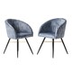 image 1 of Set of 2 Vittorio Velvet Dining Chairs with Black Metal Legs, Quilted Design Modern Accent Chair | Grey