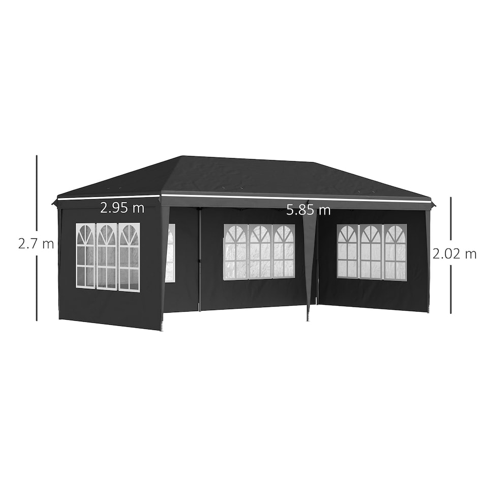 image 1 of Outsunny 3 x 6m Heavy Duty Gazebo Marquee Party Tent with Storage Bag Black
