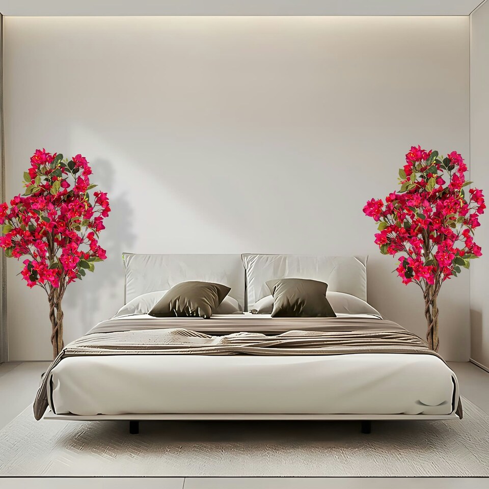 image 1 of COSTWAY 120cm Artificial Bougainvillea Tree Plant Rose Red | One Size