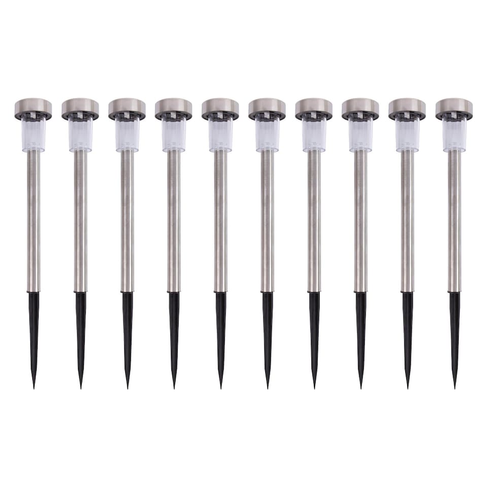 image 1 of Kingavon Colour Changing Solar Pathway Lights - Silver - Pack of 10 | Black | Black