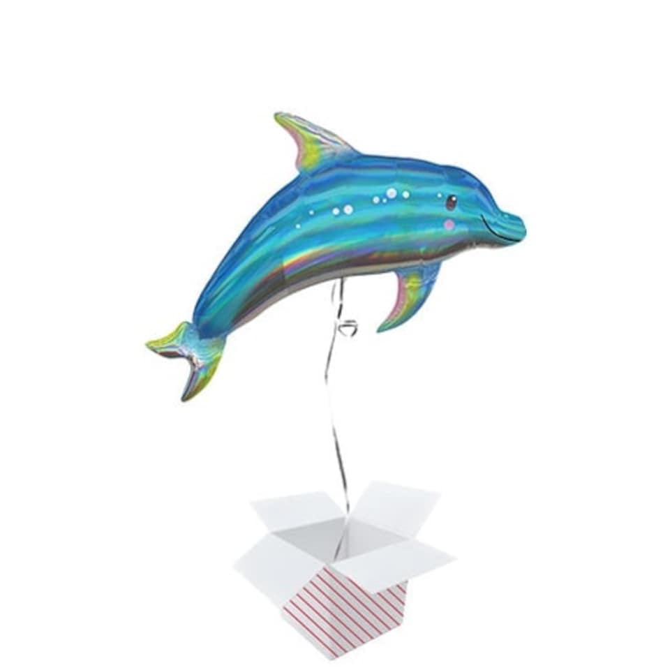 Dolphin Iridescent Helium Foil Giant Balloon - Inflated Balloon in a Box