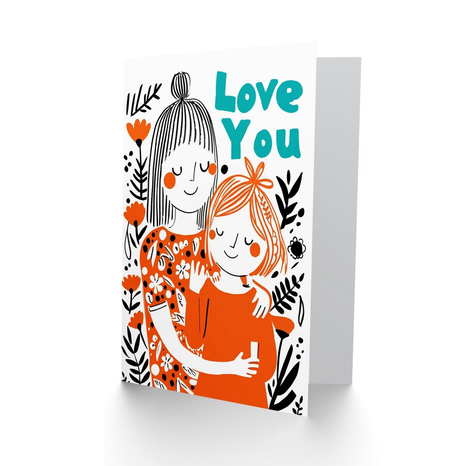 image 1 of Mothers Day Card Red Floral Love You Mum Card