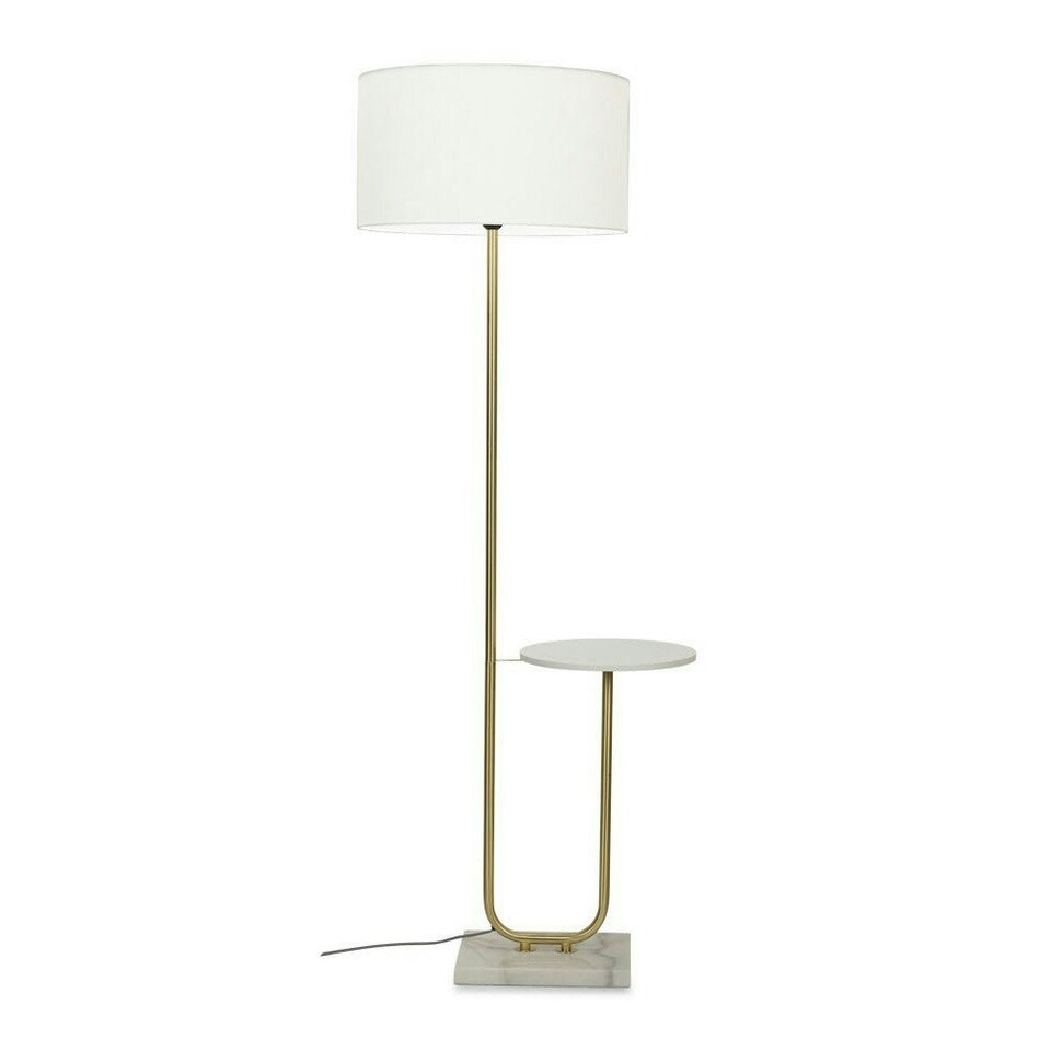 image 1 of ValueLights Tavel Brushed Gold Floor Lamp White Shade