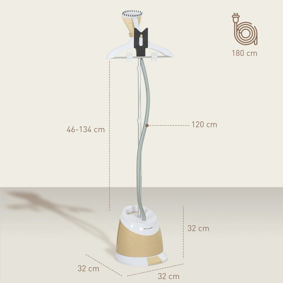 image 1 of HOMCOM Clothes Steamer, Garment Steamer Clothing Wrinkle Remover, Gold Tone