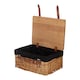 image 1 of 46cm Double Steamed Black Lined Willow Empty Picnic Basket with Pinewood Lid | Brown | Brown | L | 1