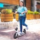 image 2 of HOMCOM Folding Kick Scooter Hight-Adjustable Urban Scooter with Rear Brake, Double Shock Absorption System & 2 Big Wheels, For 14 older Teens Adult, White