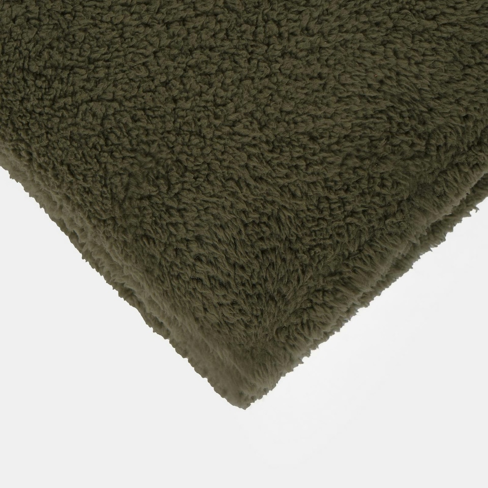 image 1 of OHS Soft Plush Teddy Fleece Throw Blanket, 150x200cm - Woodland Green