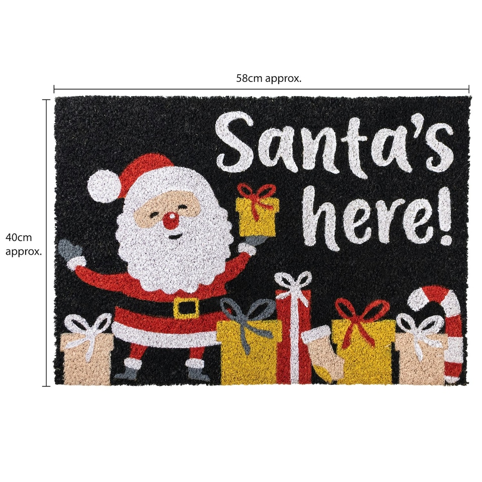 image 1 of JVL Festive Christmas Coir Doormat with Latex Back 40x58cm, Santa