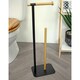 image 1 of Showerdrape Sonata Black & Bamboo Toilet Roll Holder & Spare Paper Holder Combination