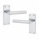 image 3 of Golden Grace 5 Pairs Victorian Straight T-Bar Door Handles Latch in Silver Polished Chrome - 120mm x 40mm Backplate Chrome