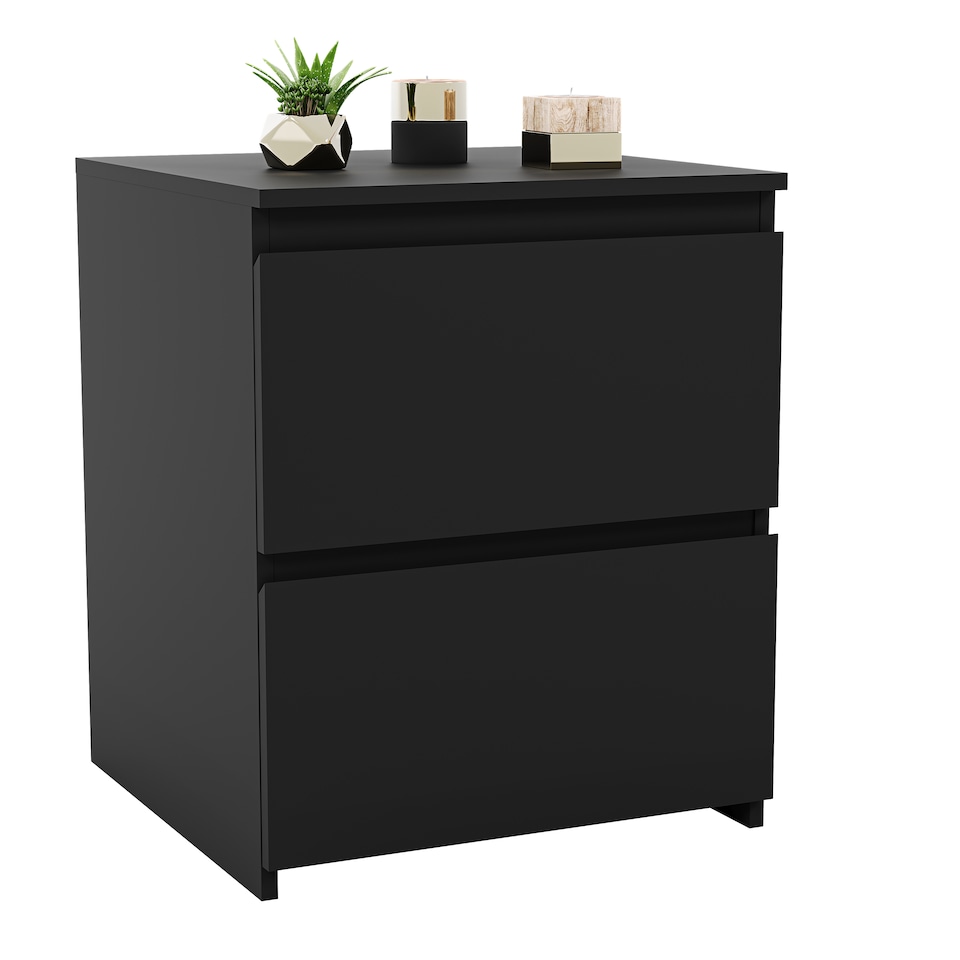 image 1 of Vida Designs Denver 2 Drawer Large Bedside Chest Cabinet Table Nightstand, Black