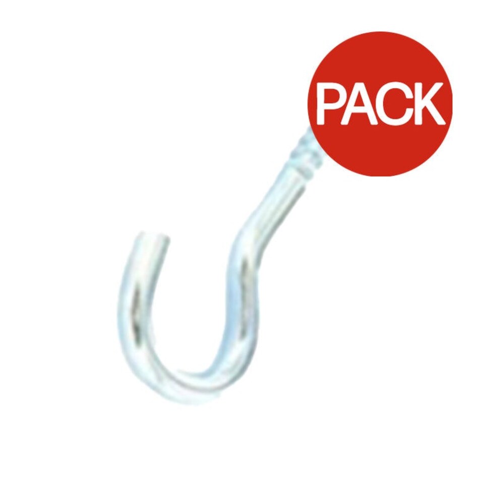 Securpak Zinc Plated Screw Hook (Pack of 4) - Silver - One Size