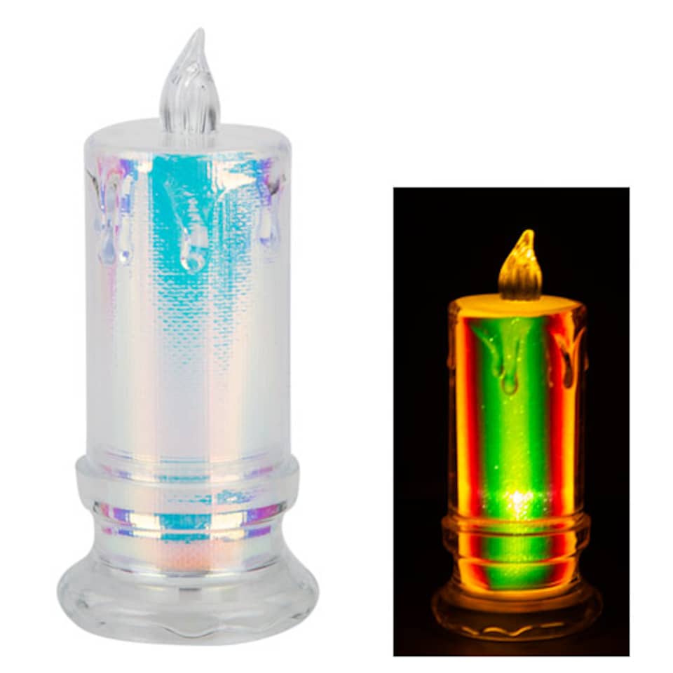 Iridescent Christmas LED Pillar Candle 11cm