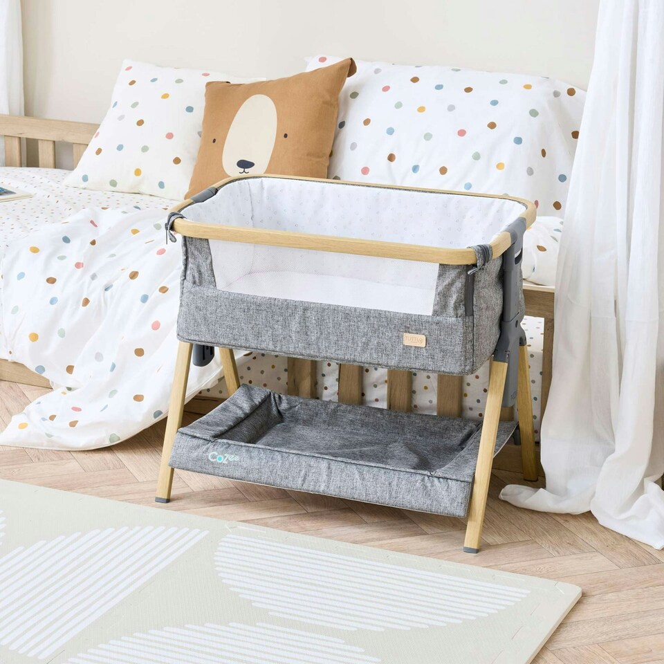 image 1 of Tutti Bambini CoZee Mini Me Play Crib - Oak/Charcoal