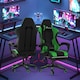 image 4 of Alivio Ergonomic Gaming Chair with Massage Lumbar Cushion & Retractable Footrest, PU Leather Video Game Chair (Green)