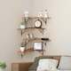 image 5 of Floating Shelf Wall Mounted Wood Rustic DIY Corner Hanging Shelves Storage 4PC Brown