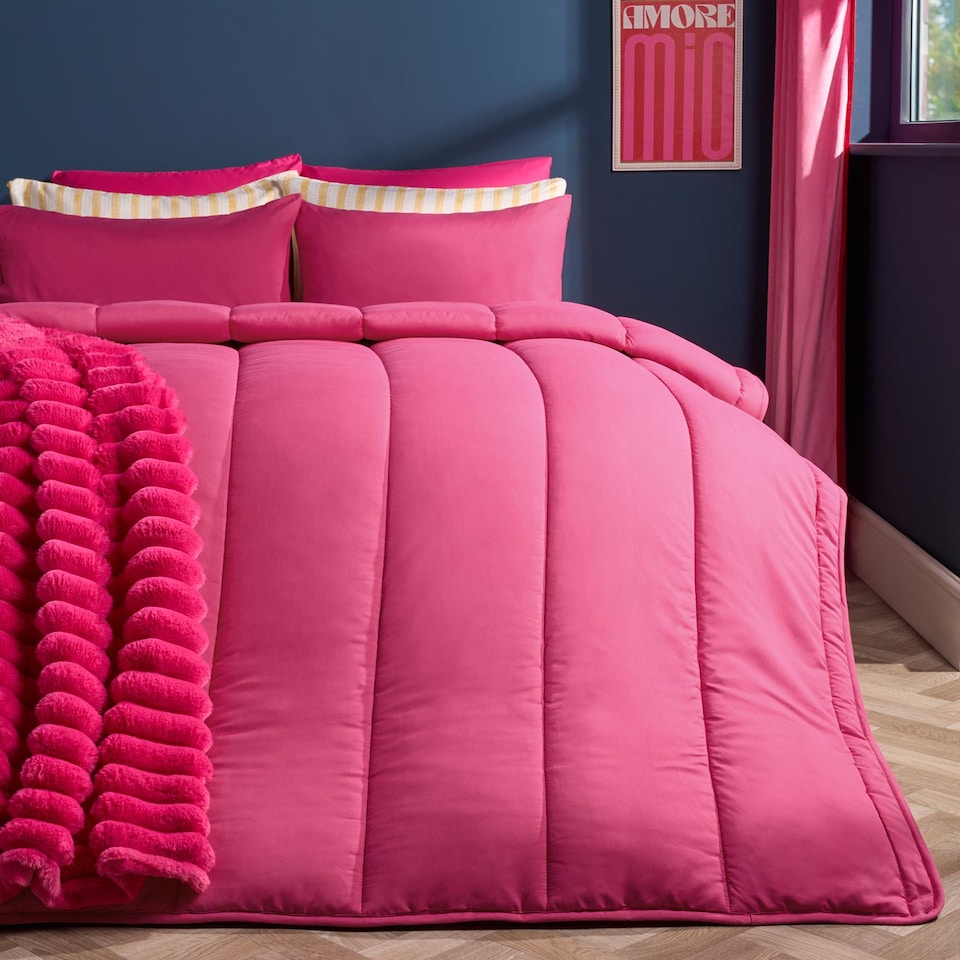 image 1 of OHS Soft Coverless 10.5 TOG Duvet Set Pillowcase Quilted Cover | Pink | Hot Pink | Double