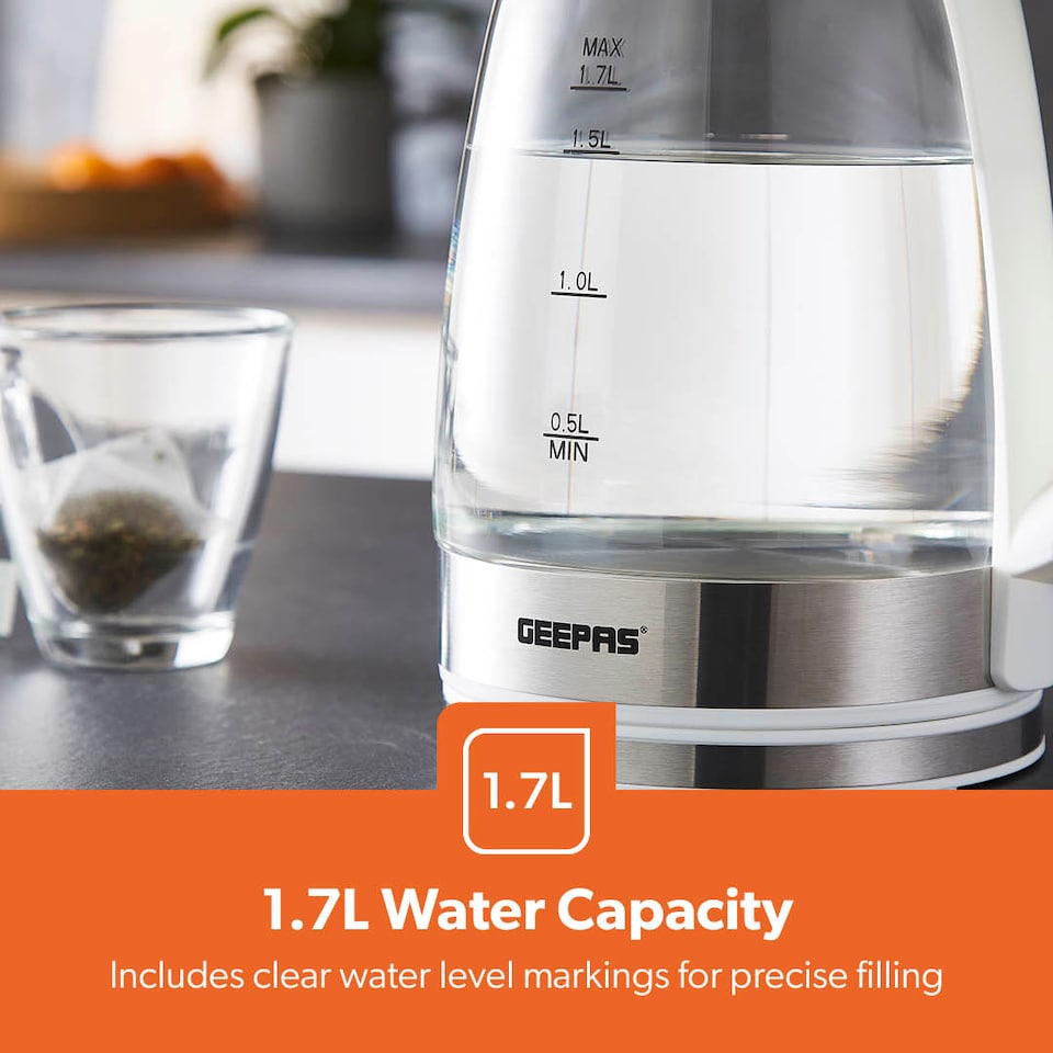 image 1 of GEEPAS Illuminating Electric Glass Kettle 1.7L