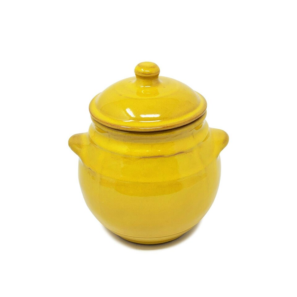 image 1 of Verano Spanish Ceramics Selena Glazed Storage Jar - 15cm Yellow Yellow