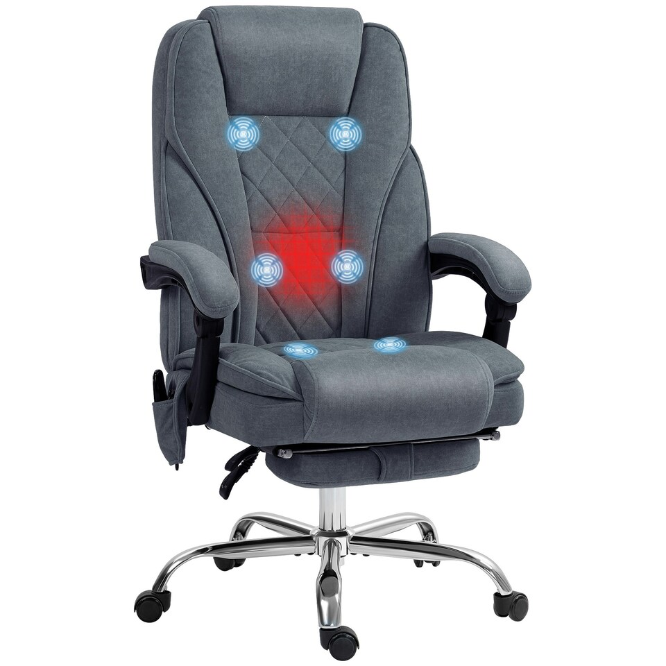 image 1 of Vinsetto Massage Office Chair, Heated Reclining Desk Chair, Dark Grey