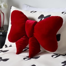 OHS Soft Velvet Bow Shaped Cushion Pillow | Red