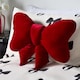 image 1 of OHS Soft Velvet Bow Shaped Cushion Pillow | Red