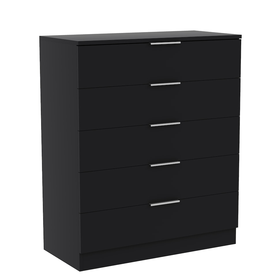 image 1 of Vida Designs Trega 5 Drawer Chest of Drawers Bedroom Clothing Organiser Storage Unit - Black