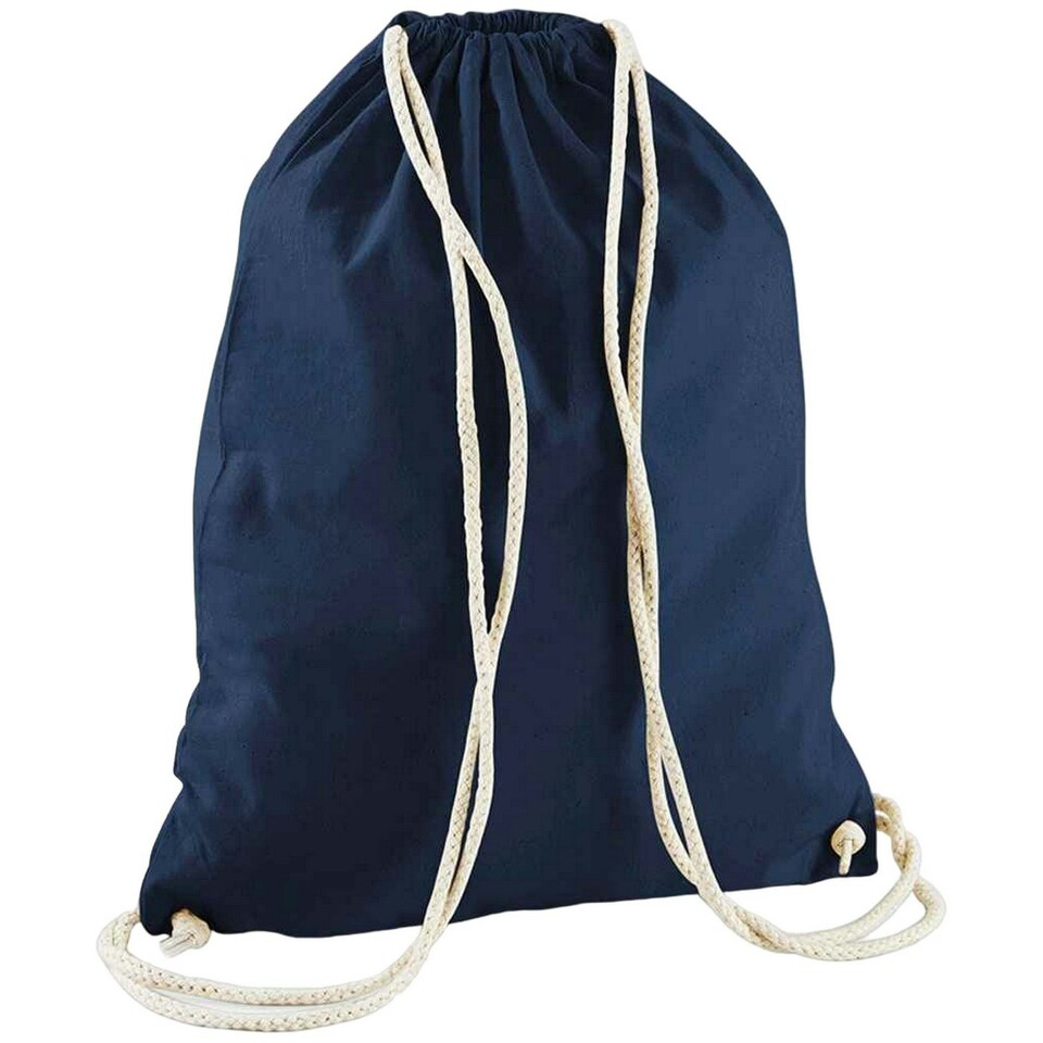 Westford Mill Cotton Drawstring Bag - French Navy - One Size (UTRW9129) Blue | One Size