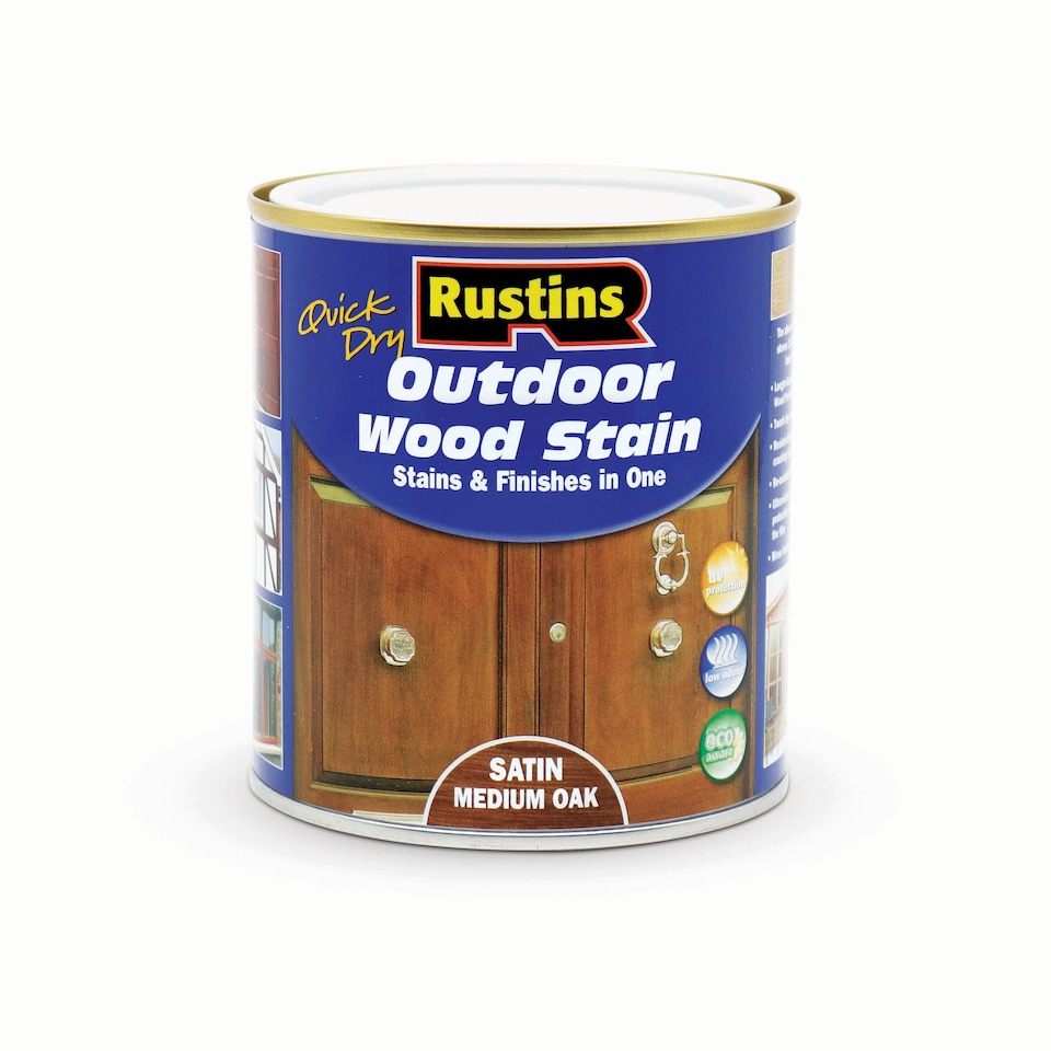 image 1 of Rustins Quick Dry Outdoor Wood Stain Medium Oak 500ml | Brown | 1