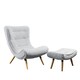 image 1 of Madelia Textured Fabric Accent Chair and Stool - Light Grey