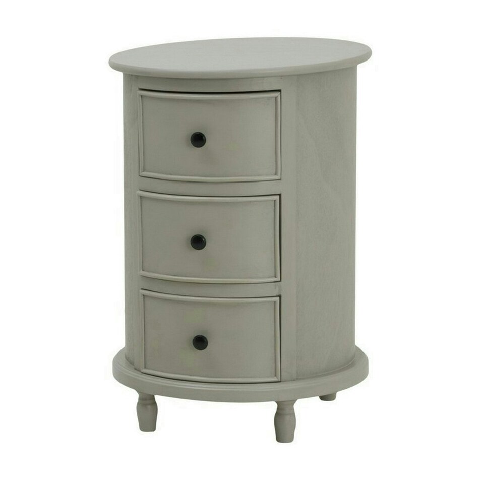 The Camden Collection 3 Drawer Round Side Table - Wood - L45 x W45 x H66 cm - Grey Grey