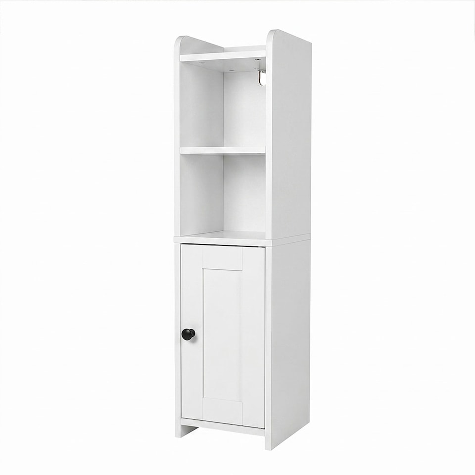 image 1 of Levede Bathroom Cabinet Slim Corner Storage Adjustable Shelves PB MDF White