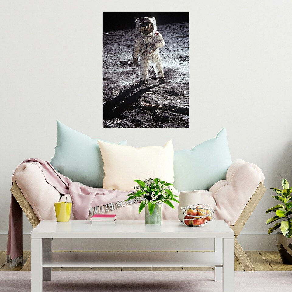 image 1 of Apollo 11 Astronaut Aldrin Armstrong Space Moon Landing Large Wall Art Print 18x24 Inch
